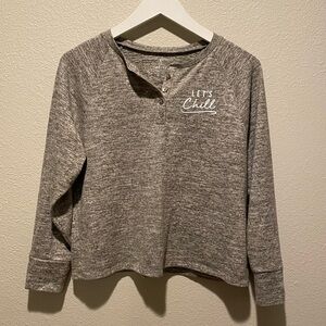 Justice Girls Pajama top size 12 Longsleeve Henley‎ gray let’s chill